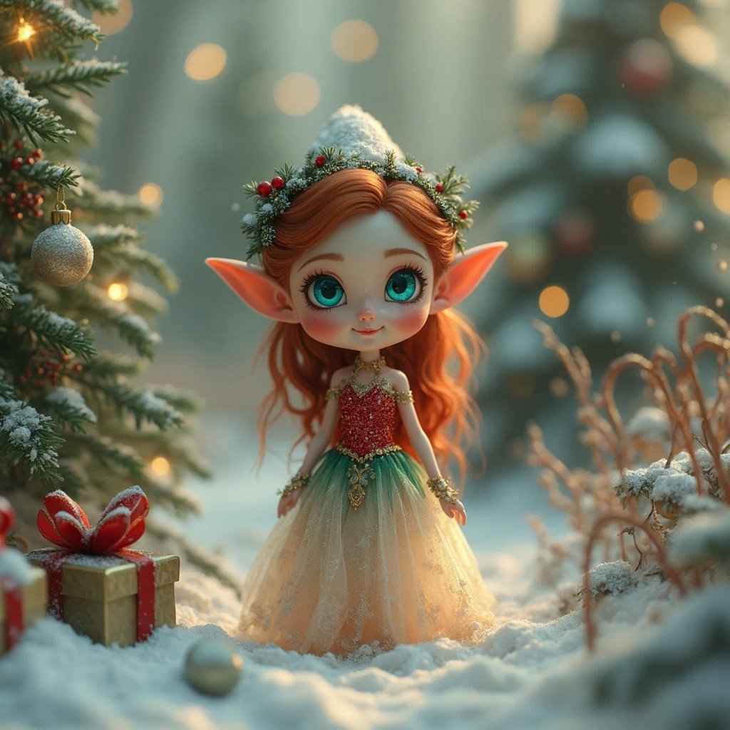 An elven woman with huge ears and large green eyes